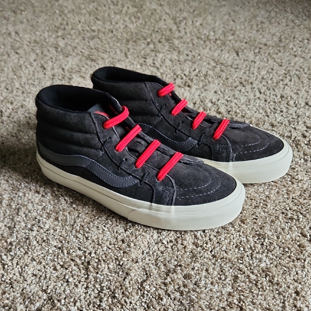 Vans High-Top Sneakers - Black with Red Laces
